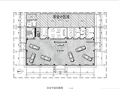 汽车展厅 两层品牌汽车展厅 销售部展厅 施工图