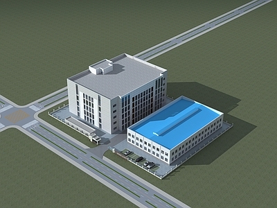 现代厂房 厂房鸟瞰 厂区办公楼