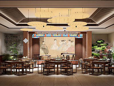 新中式中式其他店铺 非遗南音戏台表演 南音茶餐厅 闽南传统器具吊灯 南音乐器表演