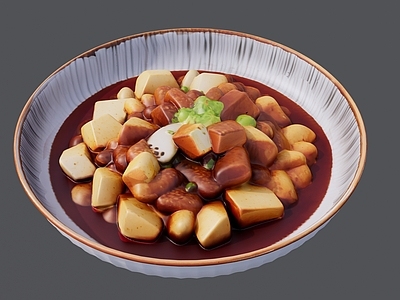 现代其他摆件 一盘土豆炖牛肉