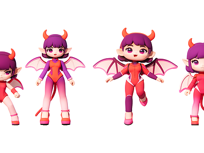 虚拟人物 恶魔少女 卡通人物 现代雕塑摆件 万圣节小品