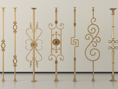 法式扶手 法式铁艺栏杆 楼梯栏杆 护栏 柱子 扶手