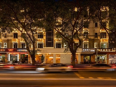 现代街道外景 超级好用街道夜景 城市夜晚商业街景