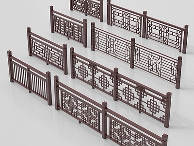 新中式栏杆 实木围栏护栏 新中式栏杆护栏 栅栏围栏