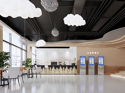 现代其他店铺 售卖区 文创商店 书架 前台 休闲区