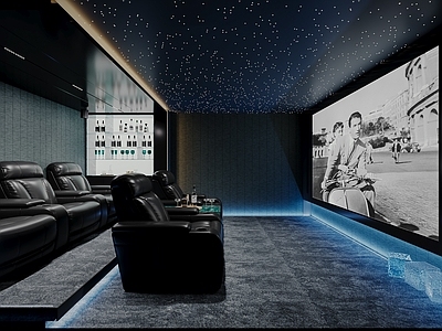 现代影音室 影音室 现代 家庭剧院 星空顶