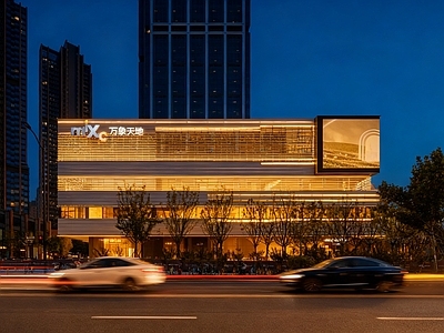 现代街道外景 现代商业街道夜景