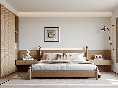 现代中古家居卧室 主卧 老人房 次卧 飘窗柜