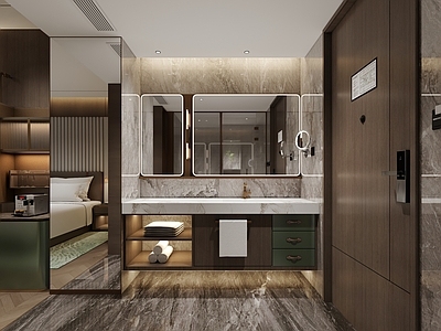 新中式酒店客房 酒店客房 卫生间