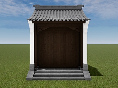 中式新中式古建筑 苏式门楼 广亮大门 将军们