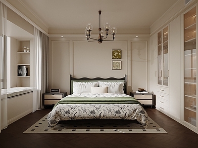 法式家居卧室 法式卧室 双人床 衣柜