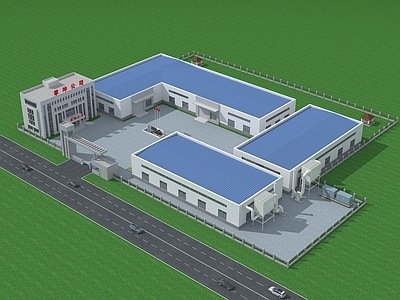 现代厂房 厂区规划鸟瞰图 工业厂房厂区 仓库库房 钢结构厂房