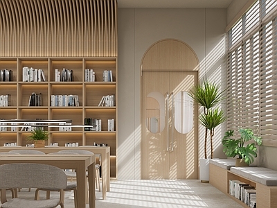 现代原木图书馆 书吧