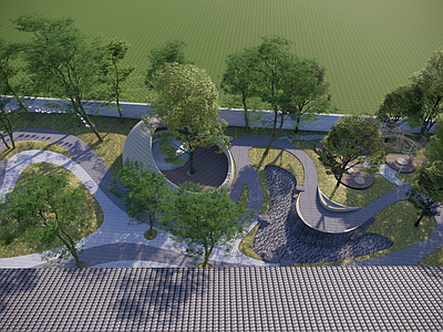 现代小区景观 龙湖样板花园展示 会客室 连廊 架空层