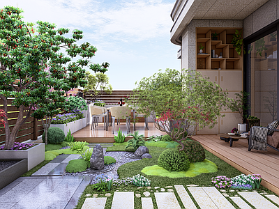 现代庭院 花园庭院 私家庭院 庭院铺装 土 施工图