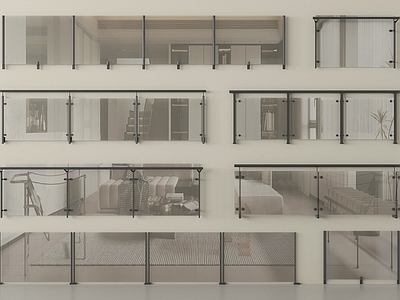 现代栏杆 玻璃栏杆 围栏 护栏