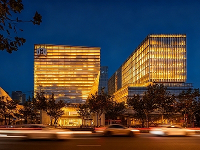 现代街道外景 商业地标街道夜景 商业街外景