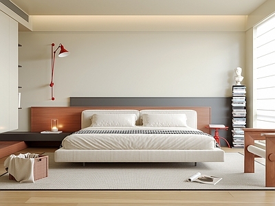现代中古家居卧室 主卧 次卧 无主灯卧室