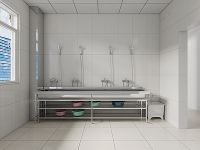 现代公共卫生间 现代洗漱间