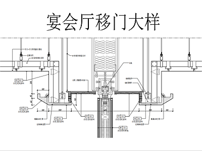 推拉门节点 宴会厅移门大样图 施工图