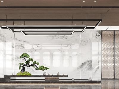 现代新中式办公大厅 办公大厅