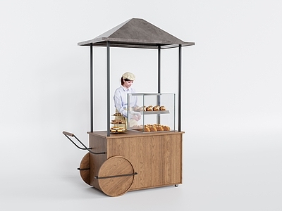 复古侘寂甜品面包店 面包店推车 面包店售卖车 试吃推车甜品台 面包柜蛋糕柜 复古面包柜