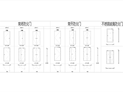 综合门节点 防火门图库 防火门平立面图 防火门剖面图 防火门设计素材 施工图