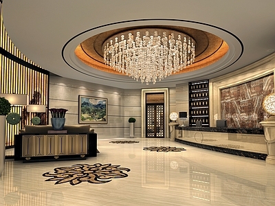 新中式酒店大堂 新中式酒店前厅