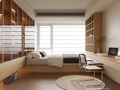 现代榻榻米卧室 儿童房 榻榻米床 书桌椅