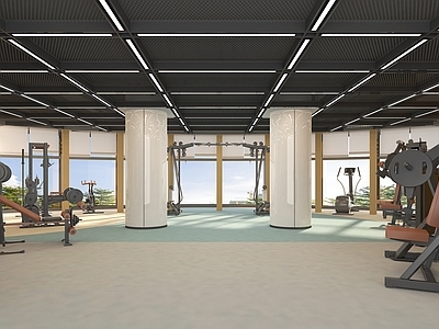 现代简约健身房 健身房 简单健身房
