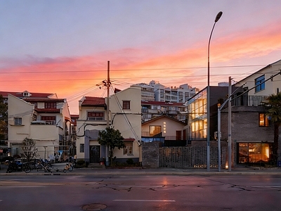 现代街道外景 夕阳旧城街道外景 上海渝舍印象酒店