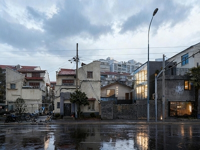 现代街道外景 阴天旧城街道外景 上海渝舍印象酒店