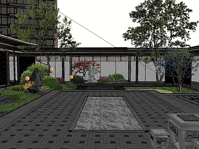 现代小区景观 建发展示区景观 架空层 户外健身区 连廊 会客室