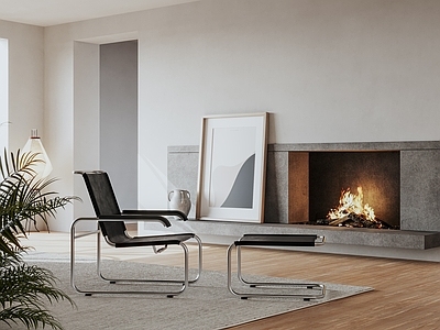 现代中古休闲椅 THONET S35 包豪斯休闲椅脚踏 包豪斯扶手椅 壁炉