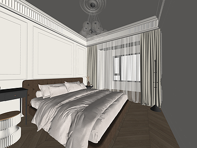 法式欧式家居卧室 主卧 次卧 卧室飘窗 飘窗柜 老人房