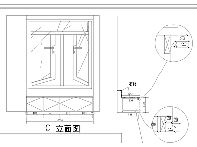 综合家具节点 现代极简窗台柜 极简装饰窗台柜 现代窗台柜 窗台柜详图 窗台柜 施工图