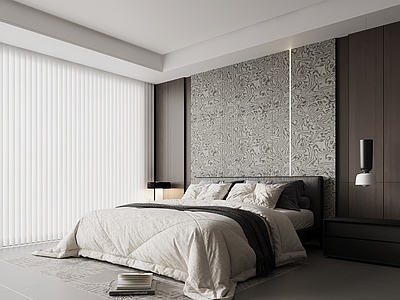 现代家居卧室 现代卧室 双人床