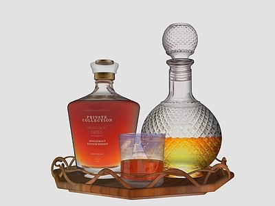 酒具 酒瓶 酒杯 托盘