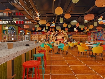 复古其他餐饮空间 民族风咖啡店 民族餐馆 多巴胺咖啡店