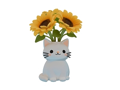 现代花瓶 猫形状花瓶 向日葵花 动物雕塑互动小品 网红互动打卡装置 桌摆装饰品