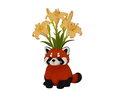 现代花瓶 小熊猫形状花瓶 网红互动打卡装置 动物花瓶雕塑小品 桌摆装饰品 艺术装置