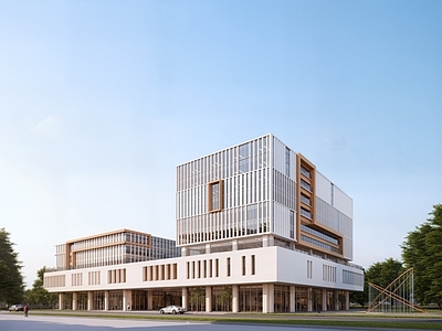 现代办公楼 现代极简办公楼 多层办公楼 产业办公 多层厂房 工业建筑