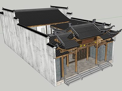 中式古建筑 徽派建筑 祠堂 古建筑 古民居 中式古建筑