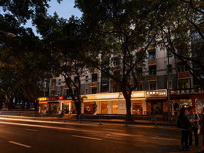现代街道外景 商业街外景 道路 街道夜景