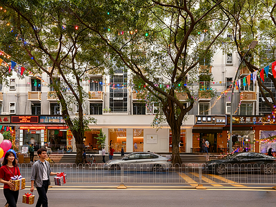 现代街道外景 道路 商业街外景