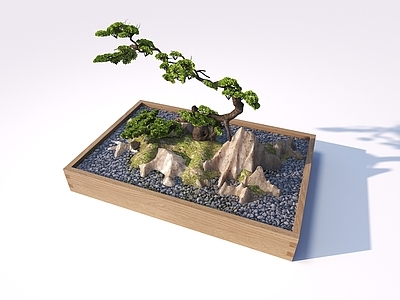 盆栽 现代桌面盆景 迎客松 盆景 桌面景观 桌面流水景观