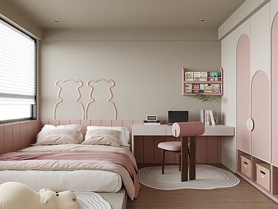 现代榻榻米卧室 儿童房 女孩房 女儿房 榻榻米床
