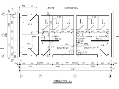 现代公厕 平层公共厕所建筑 施工图
