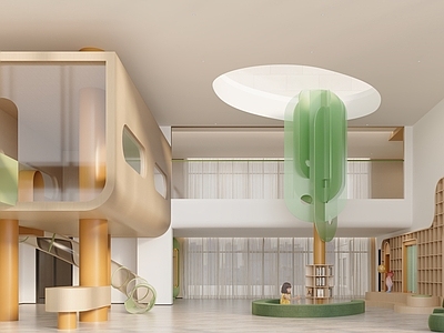 现代简约幼儿园 幼儿园大厅 挑空大厅 挑空天窗