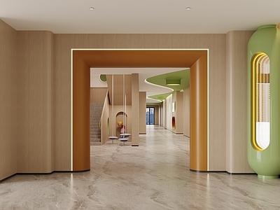 现代简约幼儿园 幼儿园走廊